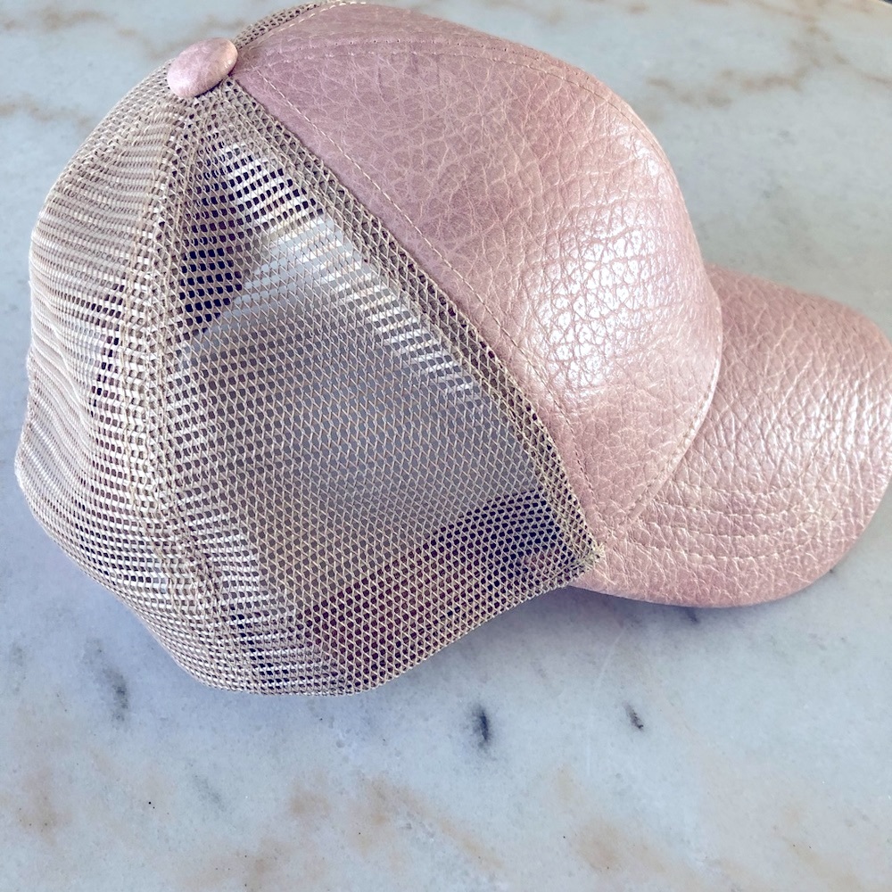 CC // NWT Pink Faux Leather Hat with Mesh